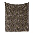 thumbnail image 1 of Botanical Soft Flannel Fleece Throw Blanket, Forest Foliage with Mushrooms Fungus Berry Blossoming, Cozy Plush for Indoor and Outdoor Use, 50" x 60", Pale Pink Brown, by Ambesonne, 1 of 5