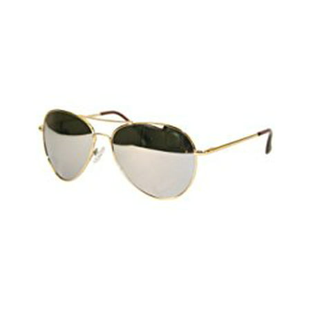 Pilot Fashion Aviator Sunglasses Gold Frame with Mirror Lenses for Men and Women