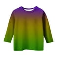 thumbnail image 4 of Mardi Gras Shirt Kids Boy Girls T-Shirt 3/4 Sleeve Casual Crewneck Shirt Trendy Graphic Tees Tops Carnival Party Shirts Summer Clothing N3 Yellow 8-9 Years, 4 of 5