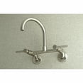 thumbnail image 2 of Kingston Brass Concord 8-Inch Adjustable Center Wall Mount Kitchen Faucet, Brushed Nickel, 2 of 5