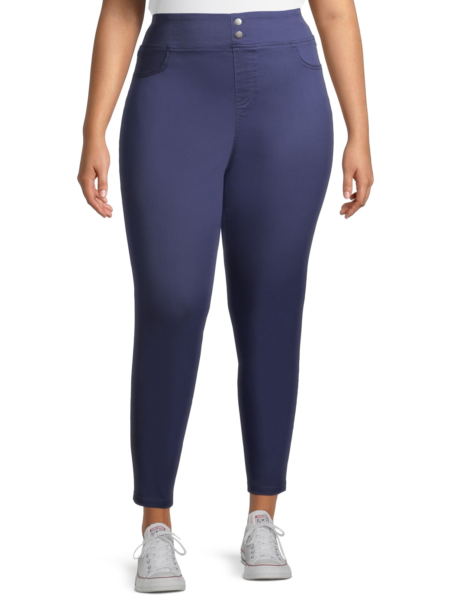 Leggings Capri Terra & Sky Donna Plus Size Vita Alta - Tinta Unita Super Morbidi