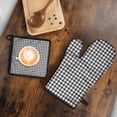 thumbnail image 5 of Black White Gingham Checkered Pattern Kitchen Oven Mitt and Pot Holder Sets 2 Pcs for Baking, Cooking and Grilling, Heat Resistant Up To 392 °F, 5 of 7