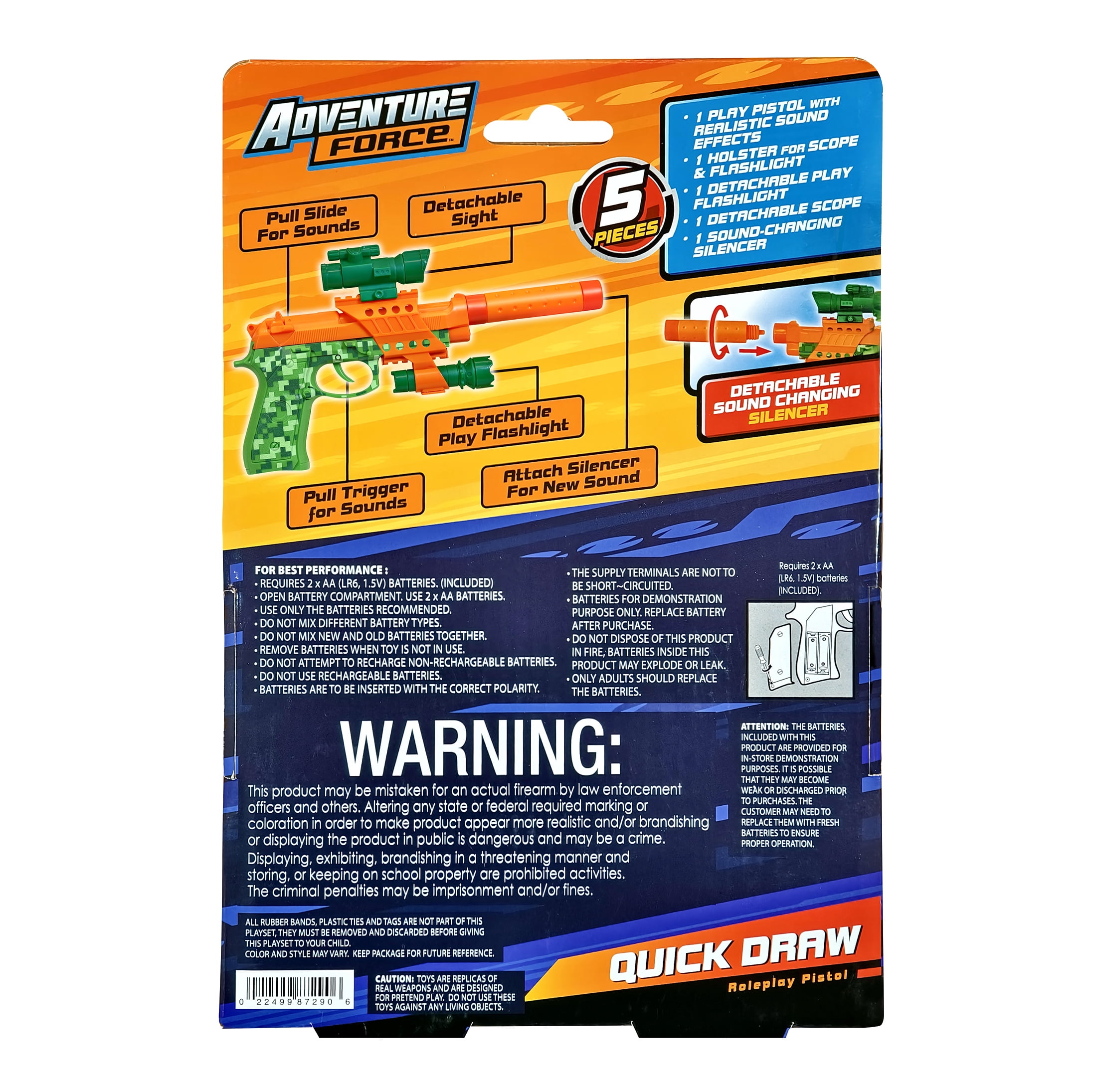 Adventure Force Quick Draw Roleplay Pistol, 5 Pieces, Included, 5+
