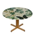 thumbnail image 3 of WYYP Leaves Butterflies Floral Pattern Round Tablecloth Outdoor Fitted 100% Polyester Fiber with Elastic Edge White, 3 of 8