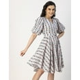 thumbnail image 2 of Moomaya Short Sleeves V Neck Cotton Dress - Women's Stylish Fit And Flare Dress, 2 of 9