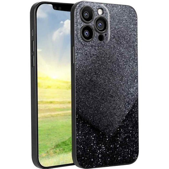 Compatible with iPhone 13 Pro Max Phone Case, Black-Glitter Case Men Women, Flexible Silicone Shockproof Case for iPhone 13 Pro Max