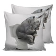 thumbnail image 7 of Outdoor Throw Pillow Cover Rhinoceros Sitting on the Toilet Waterproof Cushion Covers 2 Pack Gray Funny Animals Art Pillow Cases Home Decoration for Patio Garden Couch Sofa, 7 of 7