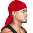 thumbnail image 2 of Premium Velvet Durag for Men 360 Waves Silky Satin Lined Headwrap Long Tail Wide Straps Hip Hop Headband Pirate Cap Sleep Hair Bonnet Styling Acccessories, 2 of 4