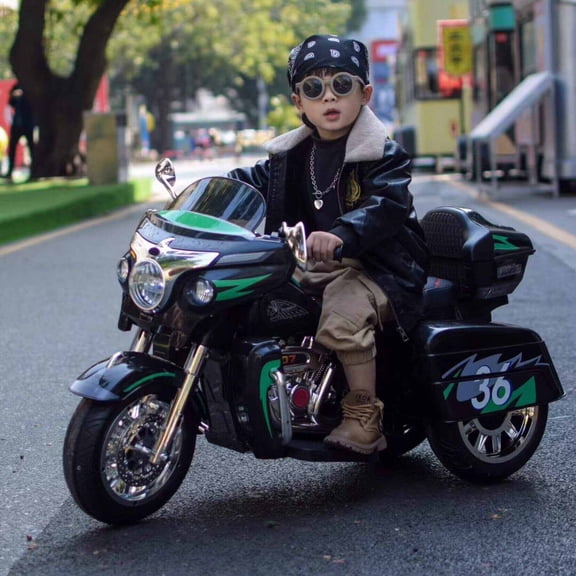 Tamco 12V Kids Electric Ride On Motorcycle with Two Seat and 3 Wheels, Black