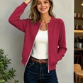 thumbnail image 5 of Fmbrln Women's Zip Up Bomber Jacket Stand Collar Raglan Long Sleeve Jackets with Pockets Fall Casual Trendy Outerwear, 5 of 6