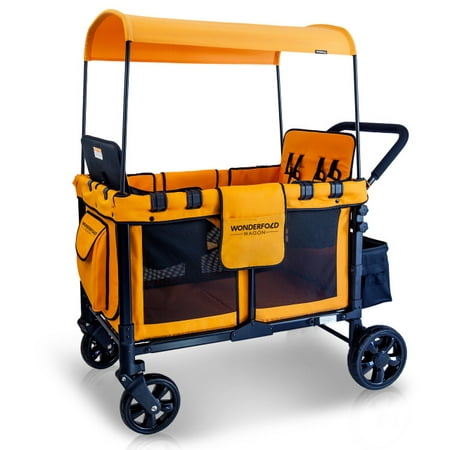 WONDERFOLD Multi-Purpose 4-Passenger Quad Stroller Wagon - Orange