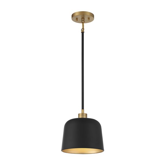Trade Winds Nora 1-Light Pendant in Matte Black with Natural Brass
