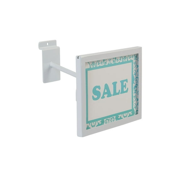 Rectangular White Faceout Sign Holder for Slatwall - Holds 7"W x 5 ½"H Signs - Set of 2