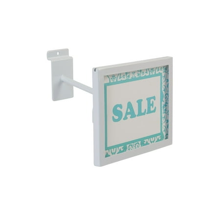 Rectangular White Faceout Sign Holder for Slatwall - Holds 7"W x 5 ½"H Signs - Set of 2
