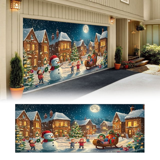 Banderín Navideño Decoraciones Para Puertas De Garaje Decoración Navideña Invierno Gran Cubierta Decorativa Para Puertas Interior Exterior Para Fiestas Navideñas Artículos Para Fiestas