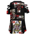 thumbnail image 5 of BLACK COLOR CASINO SUITES HEARTS PATTERNS Womens Summer V Neck Zipper Top Short Sleeve T Shirt Off Shoulder Top Casual Classy Loose Shirts, 5 of 7