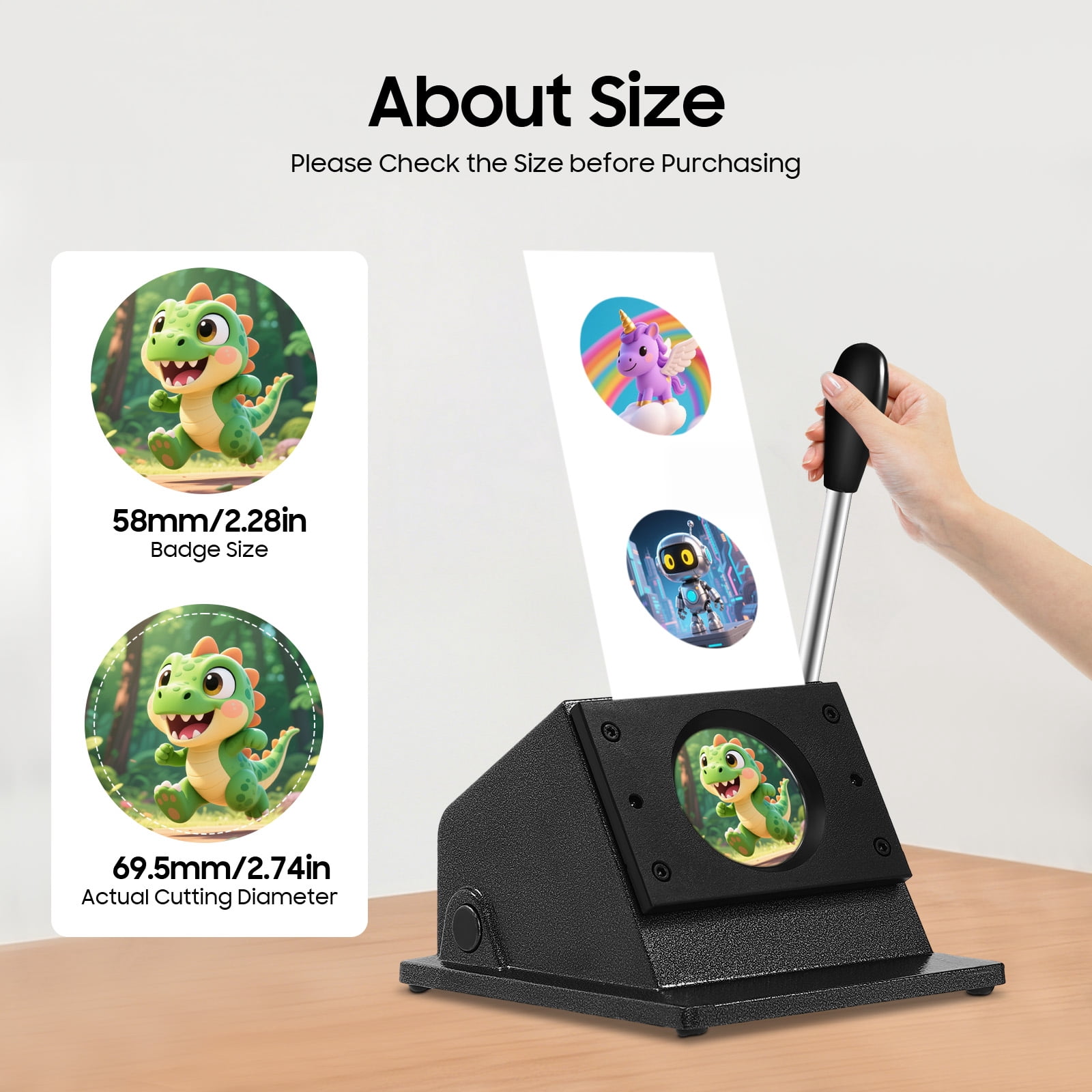 70MM Round Badge Card Cutting Machine, Fixed Size Punch for Paper and Card, Maximum Thickness 500g