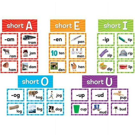 Short Vowels Pocket Chart Cards - 205 Piece