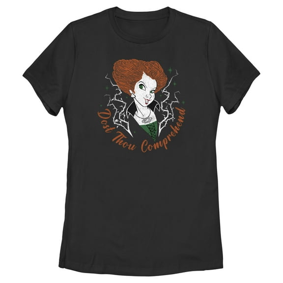 Women's Hocus Pocus Winifred Comprehend Quote Graphic Tee Black Medium