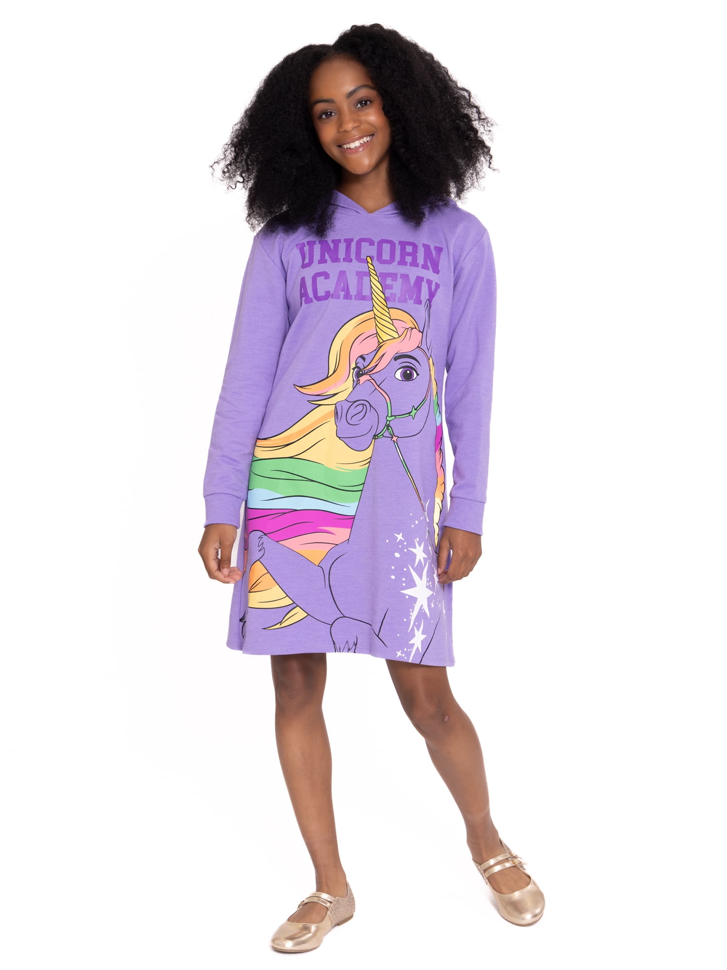 Unicorn Academy Girls Hooded Long Sleeve Cosplay Dress, Sizes 4-12