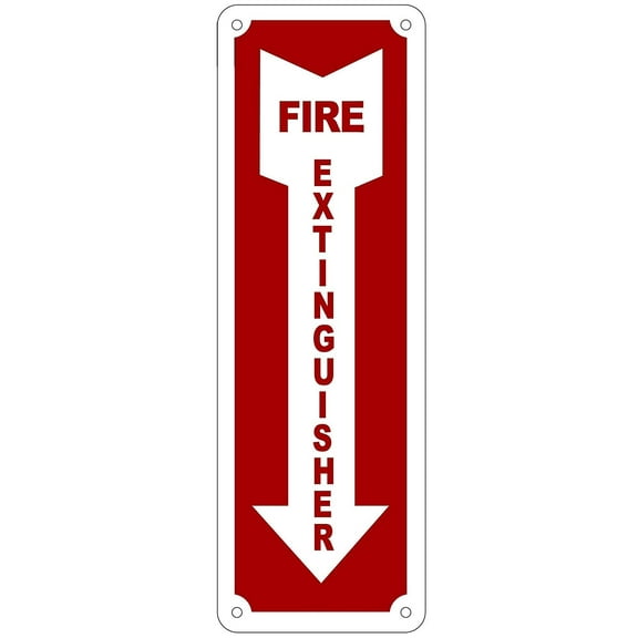 TWO (2) PACK -Fire Extinguisher with Arrow Down Fire and Safety Sign ( Rust Free Aluminum 4X12)