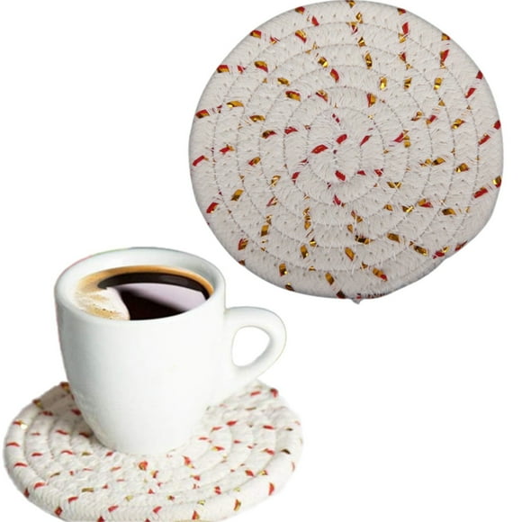 Harpily Napperons de Cuisine Corde de Coton Tissée Tapis de Repas Fil de Coton Circulaire Tapis de Tasse Tissé Tapis de Casserole Table de Cuisine Tapis Isolant Épaissi