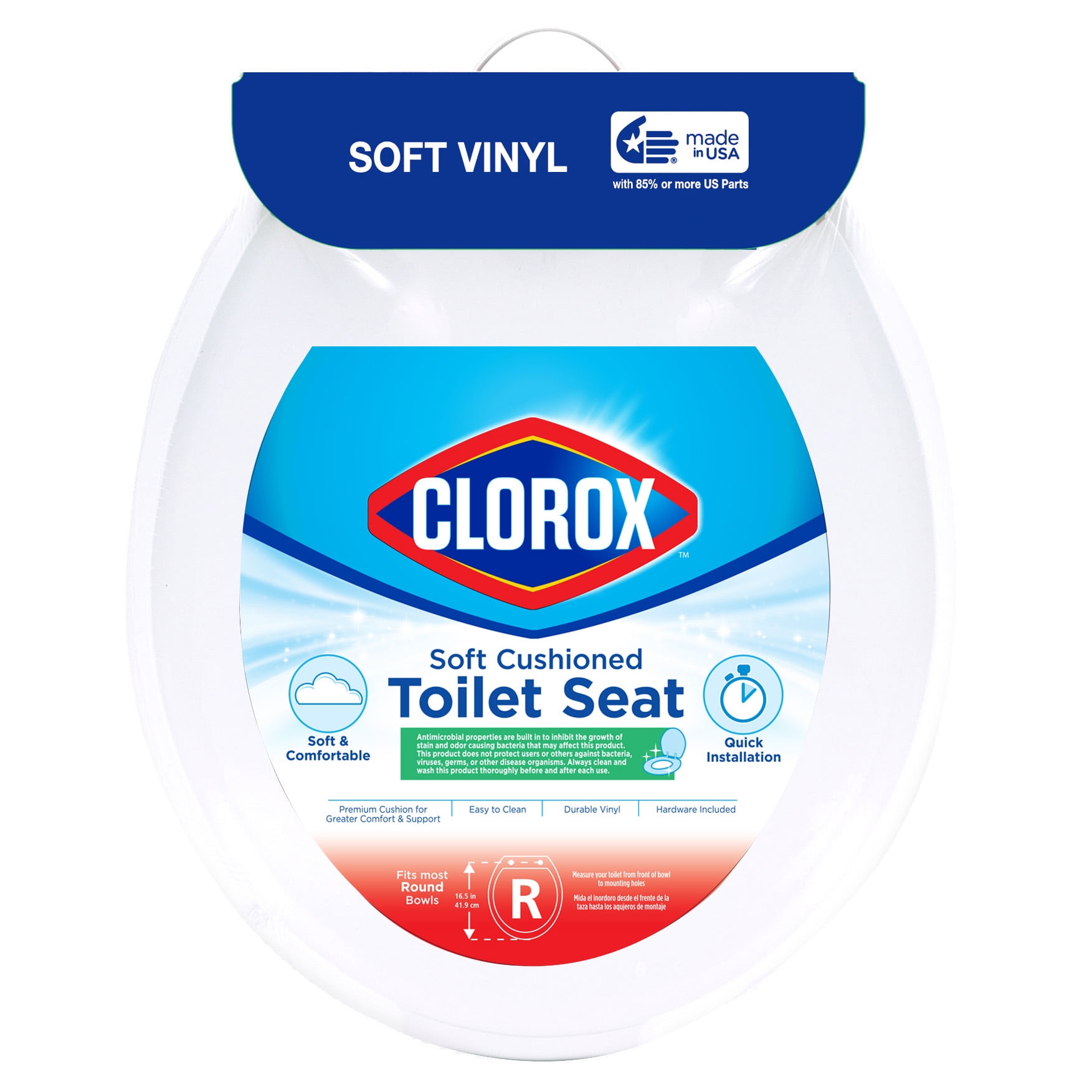 Clorox Antimicrobial Round Stay Fresh Scented Plastic Toilet Seat
