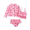 thumbnail image 3 of Bainana Baby Girls Swimwear Two Piece Cute Bikini With Long Sleeve Rash Guard And Swim Shorts For Toddler Kids Cute Seaside Bathing Suit Pink Size 4-5 Years, 3 of 7