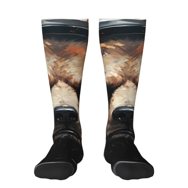 Balery Urban Bear With Headphones Calcetines novedosos Calcetines deportivos Calcetines hasta la rodilla Calcetines de algodón Calcetines originales y geniales