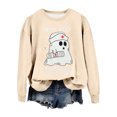 thumbnail image 4 of Women's Hoodless Sweatshirt for Women Lightweight Halloween Crew Neck Top for Seasonal Comfort and Cozy Wear Beige M, 4 of 4