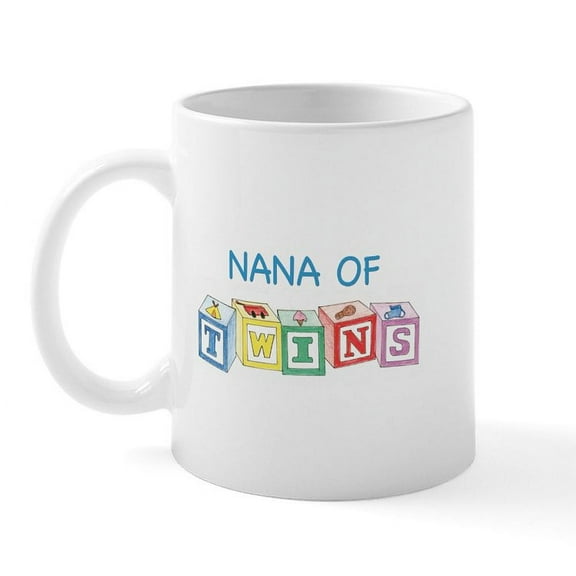 CafePress - Nana Of Twins Blocks Mug - 11 oz Ceramic Mug - Novelty Coffee Tea Cup