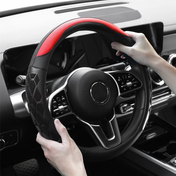 XUKEY Car Steering Wheel Cover 3D Honeycomb Leather Breathable Anti-slip