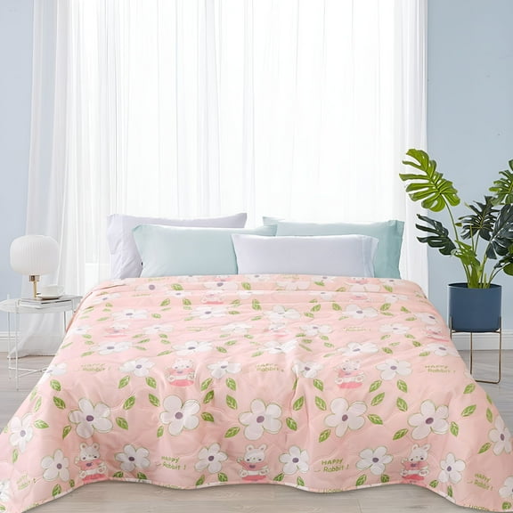 DESIGNICE Lightweight Summer Quilt Twin Breathable Soft Cooling Quilt for Bed Sofa Travel Floral Print Machine Washable for All Ages 3.3×4.9FT