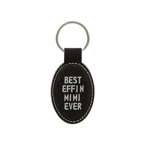 PrecisionNC Funny Grandma Gifts Best Effin Mimi Ever Engraved Keychain Key Tag Mothers Day Gift Grandson Granddaughter (Black)
