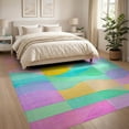 thumbnail image 3 of ODIKA 8'x10' Washable Area Rug Pink Abstract Checkered Grid Funky Wavy Pastel Blocks Orange for Living Room, Under Sectional, Family , Durable, Non-Slip, 3 of 7