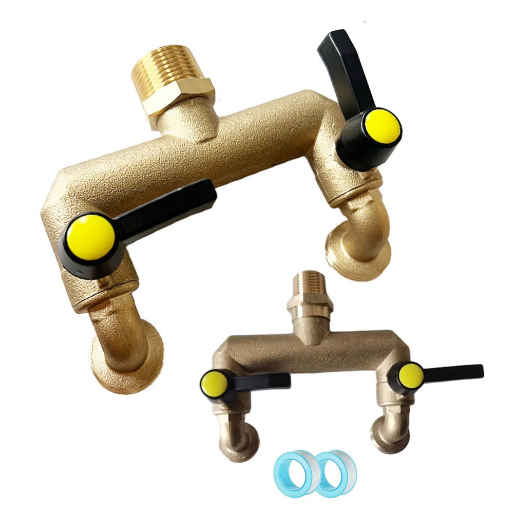 2 Way Valve Garden Hose Splitter Brass Npt Inlet Faucet Water Diverter ...