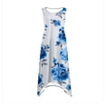 thumbnail image 6 of JTZGDY Women's Casual Summer Dress Retro Floral Printed Sleeveless Sundress Hankerchief Hem Midi Tank Dresses Loose Flowy Crewneck Beach Dress with Pockets Blue#01 XXL, 6 of 7