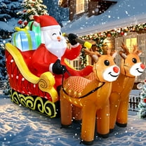 TCFUNDY Christmas Inflatable Santa Sleigh Outdoor Decorations with Built-In Bright LED Light, Large Blow Up Yard Inflatables Holiday Party Inflatables for Outdoor Yard Garden Lawn Decor