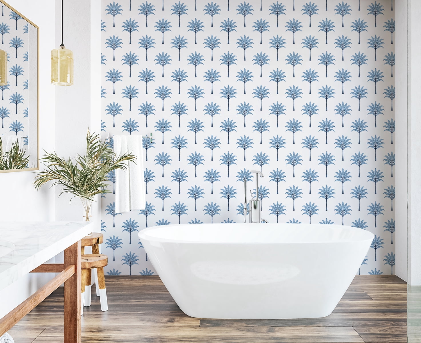 Harry & Grace Blue Lake Montgomery Palm Peel and Stick Wallpaper