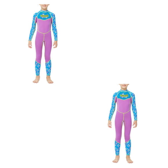 Soidarity Trajes de neopreno Traje de buceo Traje de neopreno para niños Mangas largas y pantalones Cuerpo completo de una pieza De moda para Púrpura M 2piezas