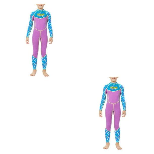 Traje de neopreno Naiovety para niños Secado rápido anti-quemaduras solares Snorkel Surf Natación Púrpura M 2piezas