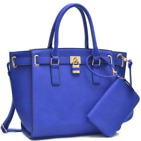 Magenta Fabric Handbags - Dasein® Buffalo Faux Leather Belted Medium Tote Bag