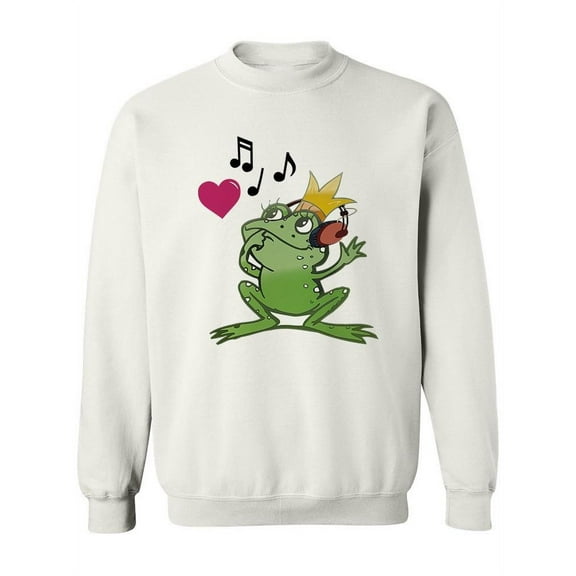 Frog With Headphones Sweatshirt Women -SPIdeals Designs, Female Large