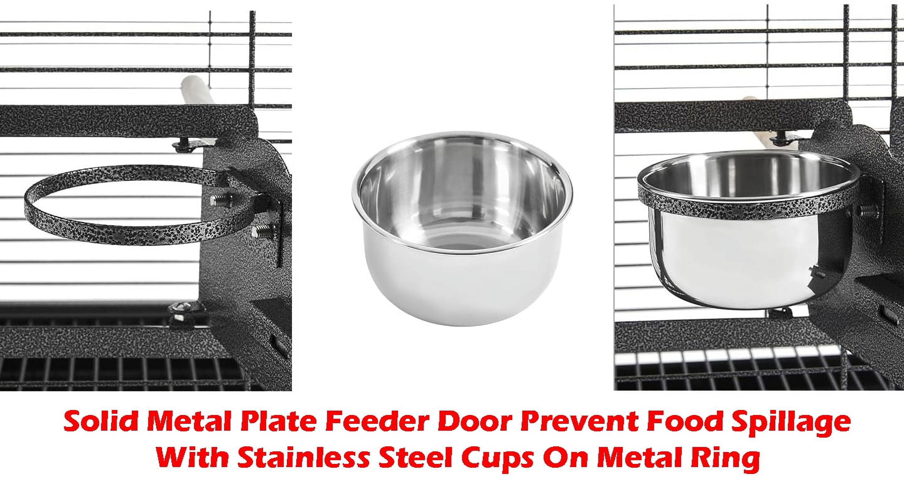 Portable Travel Bird Carrier Cage For Parrots - 19"x15"x25", Heavy Duty Wrought Iron, With Bowls & Play Perch