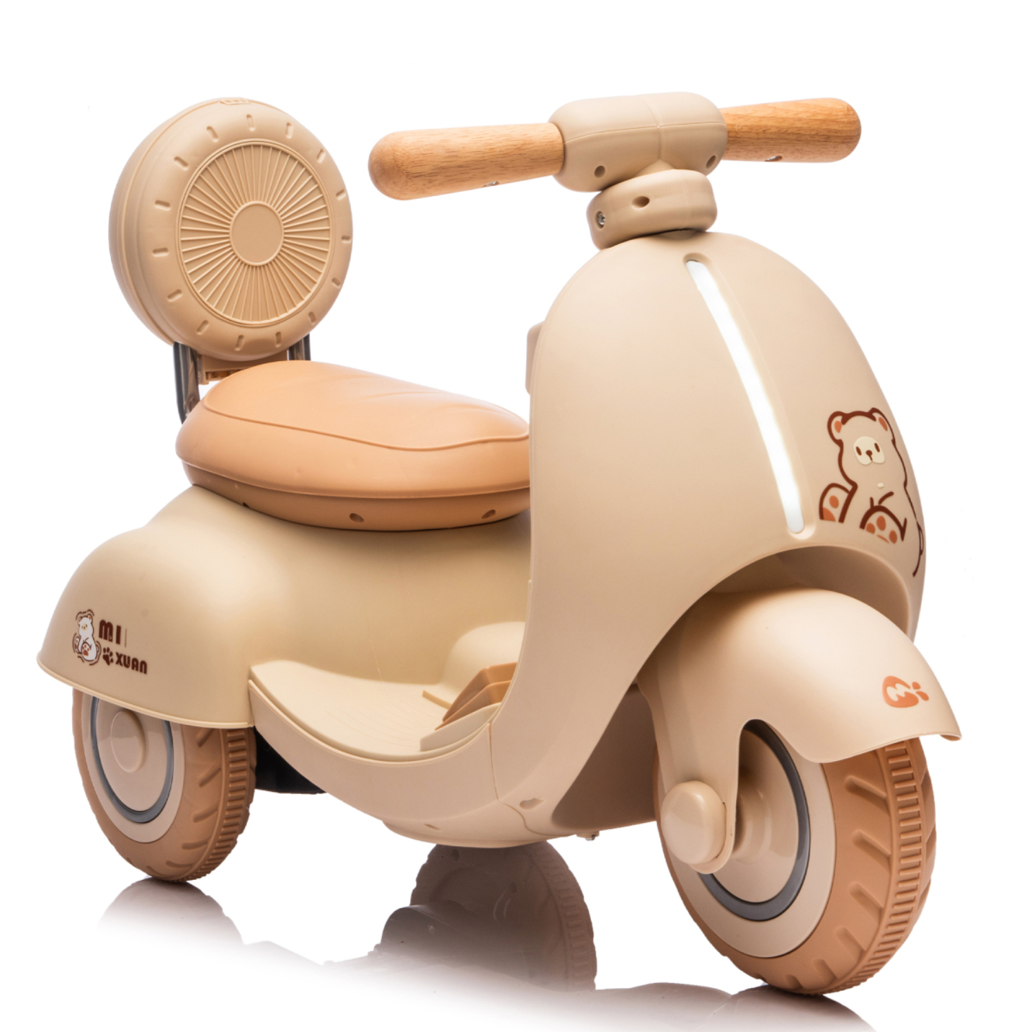 12V Kids Ride On Electric Motorcycle,Toddler Scooter W/Parents Control,Three-Wheel Stable Design,Special Wooden Handle,Smoother Output and Slow Start&Stop,More Suitable For 1-3 Years BABY's First Toy