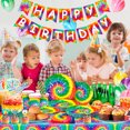thumbnail image 5 of Tie Dye Party Supplies, 113pcs Tie Dye Party Tableware & Decorations - Plates Cups Tablecloth Napkins Banner Balloons for Party Decorations, Serves 16 Guests, 5 of 8