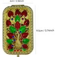 thumbnail image 2 of ZHU YU CHUN 1PC Vintage Peacock Spread Its Tail Pattern Cosmetic Makeup Pocket Purse Magnification Jewel Mirror （Rectangle）, 2 of 2