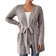 thumbnail image 3 of Gyexs Cardigans for Women Lightweight Long Sleeve Cardigan Sweaters Open Front Shrugs Fall Outerwear with Belt (Light Purple, Size XXL), 3 of 7