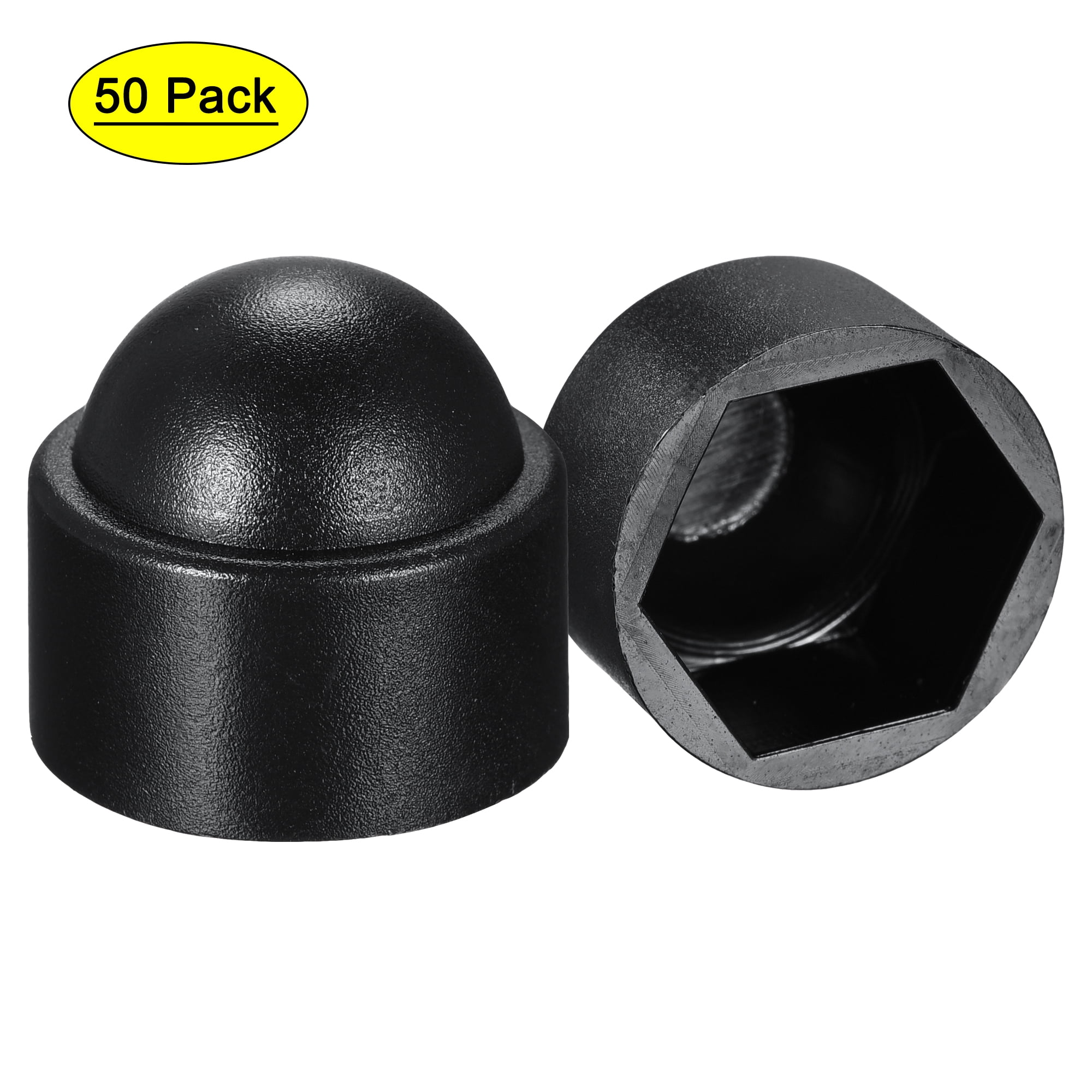 M12 19mm NUT BOLT SCREW DOME PROTECTOR HEX HEAD COVER CAPS BLACK PLASTIC 