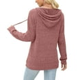 thumbnail image 4 of hotojiny Womens Fashion Hoodies Lightweight Long Sleeve Button V Neck Sweatshirt Classic Warm Ribbed Knit Pullover Top S-XXl, 4 of 7